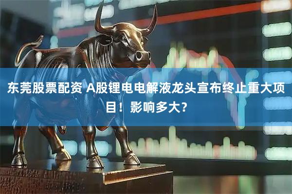 东莞股票配资 A股锂电电解液龙头宣布终止重大项目！影响多大？